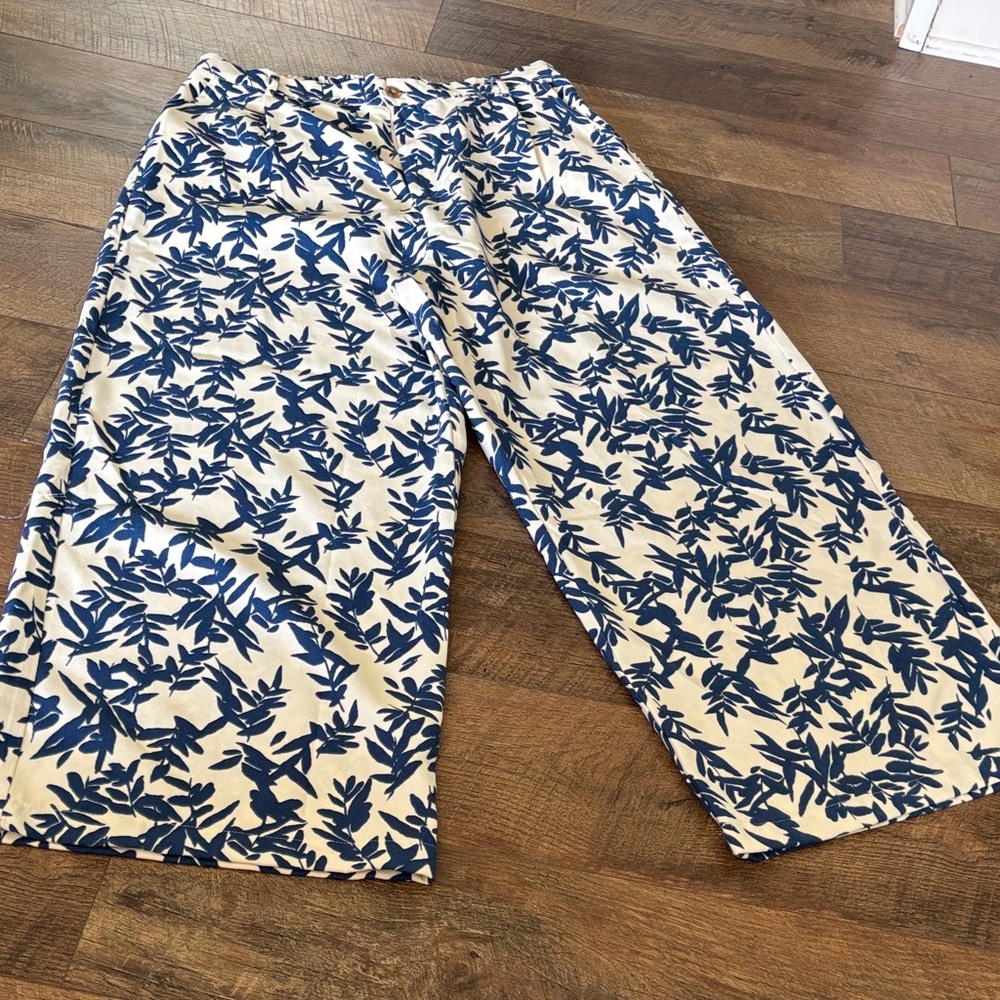 Wide Leg Blue Print Pants